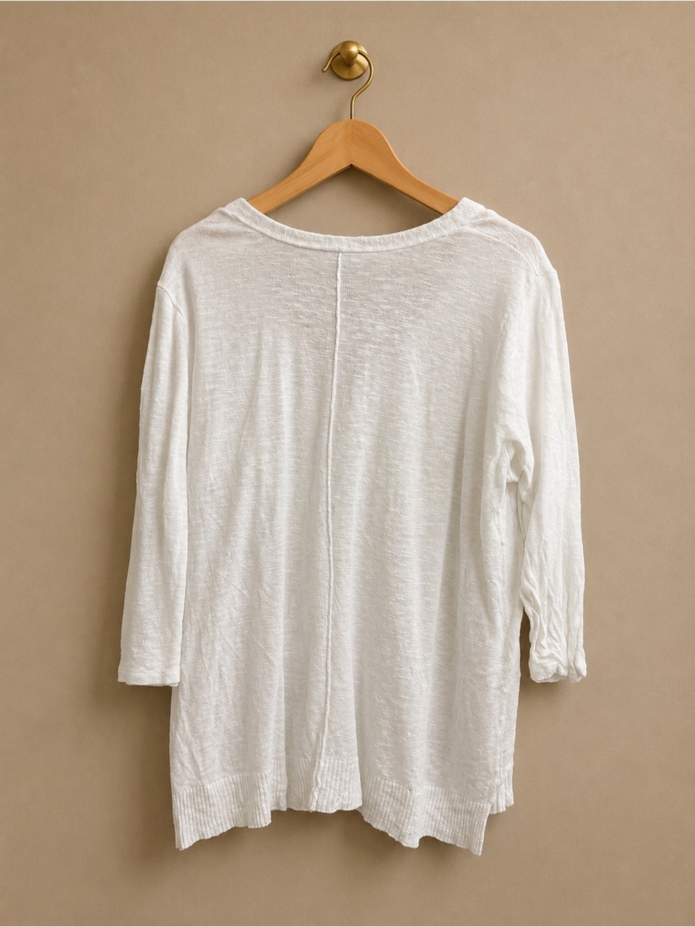 Eileen Fisher Organic Linen Cotton White V-Neck Tunic Top 1X (Retails @ $225) - Picture 2 of 5